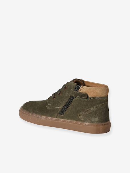 Baskets enfant garçon cuir montantes zippées et élastiquées beige+kaki+marine 8 - vertbaudet enfant 