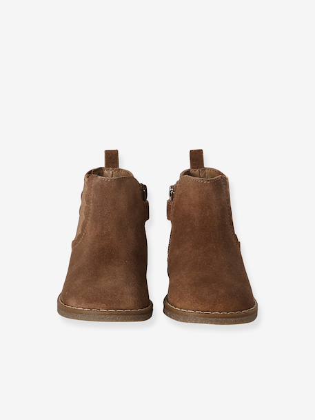 Chaussures premiers pas bébé boots cuir jaune d'or+marron+noir 10 - vertbaudet enfant 