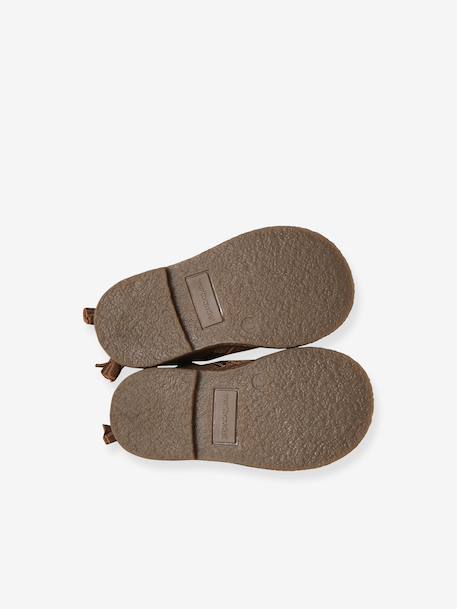 Chaussures premiers pas bébé boots cuir jaune d'or+marron+noir 11 - vertbaudet enfant 