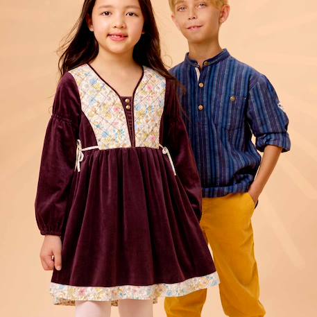 Robe hiver fille en velours margot Bordeaux 1 - vertbaudet enfant 