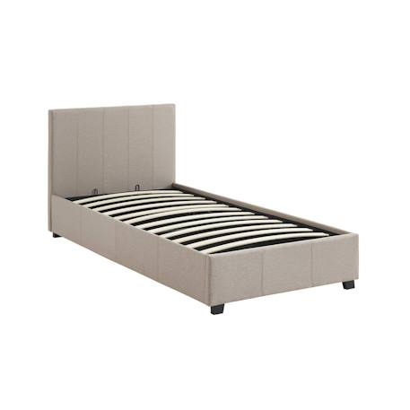 Lit coffre avec sommier à lattes et tête de lit, l 202 x p 97,5 x h 86cm, finition tissu Beige+Gris clair 3 - vertbaudet enfant 