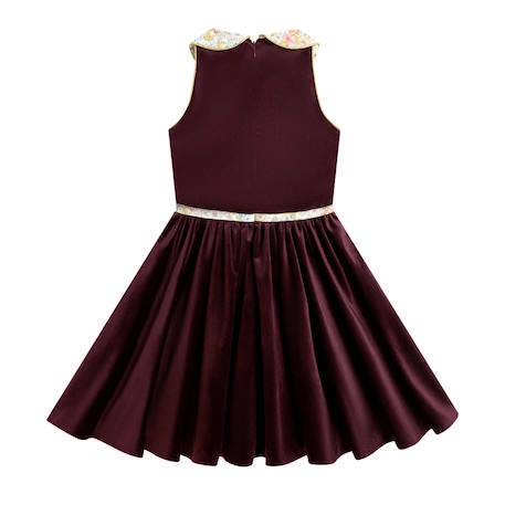 Robe fille en velours & col claudine liberty hepburn Bordeaux col liberty pastel 5 - vertbaudet enfant 