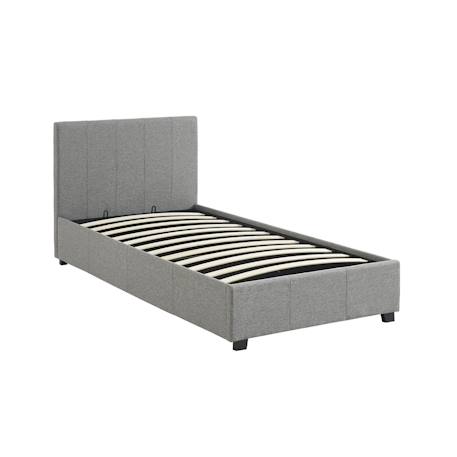 Lit coffre avec sommier à lattes et tête de lit, l 202 x p 97,5 x h 86cm, finition tissu Beige+Gris clair 9 - vertbaudet enfant 