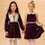 Robe fille en velours & col claudine liberty hepburn Bordeaux col liberty pastel 6 - vertbaudet enfant 