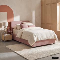 Chambre et rangement-Chambre-Lit bébé, lit enfant-Lit coffre avec sommier à lattes et tête de lit, l 202 x p 97,5 x h 86cm, finition velours côtelé (grosse côte)