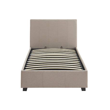 Lit coffre avec sommier à lattes et tête de lit, l 202 x p 97,5 x h 86cm, finition tissu Beige+Gris clair 4 - vertbaudet enfant 