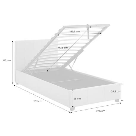Lit coffre avec sommier à lattes et tête de lit, l 202 x p 97,5 x h 86cm, finition tissu Beige+Gris clair 5 - vertbaudet enfant 