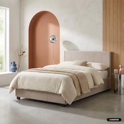 Chambre et rangement-Chambre-Lit bébé, lit enfant-Lit coffre avec sommier à lattes et tête de lit, l 202 x p 97,5 x h 86cm, finition tissu