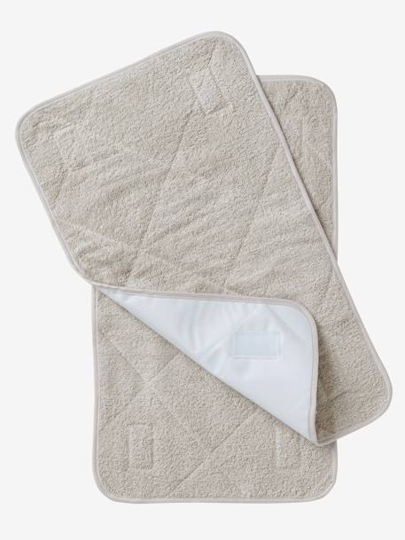 Lot 2 serviettes de rechange matelas à langer blanc+gris taupe+rose pâle + blanc 3 - vertbaudet enfant 