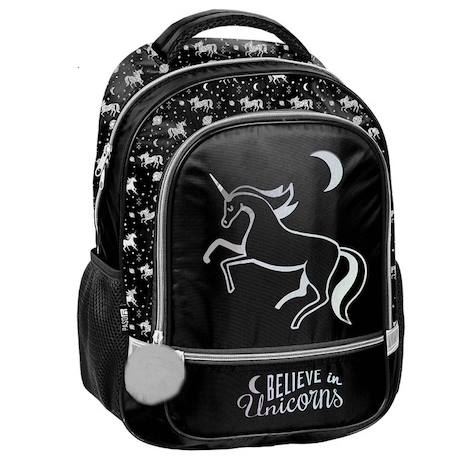 Sac à dos scolaire fille motif licorne imperméable Bleu licorne+Noir 4 - vertbaudet enfant 