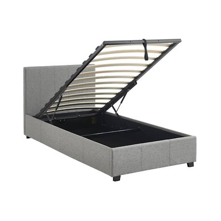 Lit coffre avec sommier à lattes et tête de lit, l 202 x p 97,5 x h 86cm, finition tissu Beige+Gris clair 8 - vertbaudet enfant 