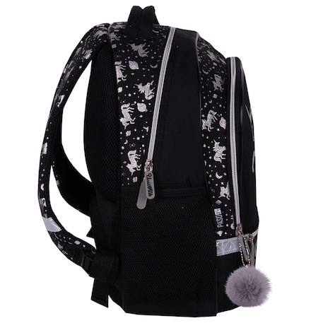 Sac à dos scolaire fille motif licorne imperméable Bleu licorne+Noir 6 - vertbaudet enfant 