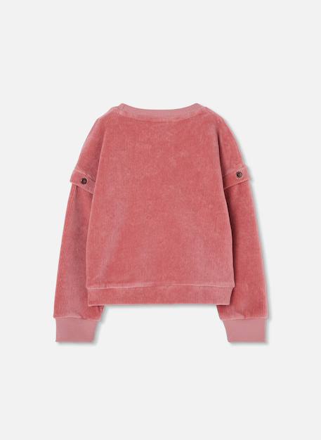Sweat-shirt fille en velours côtelé avec boutons Rose 2 - vertbaudet enfant 
