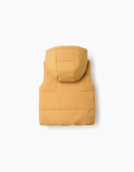 Doudoune sans manches à capuche avec fermeture éclair Bleu foncé+Jaune 7 - vertbaudet enfant 