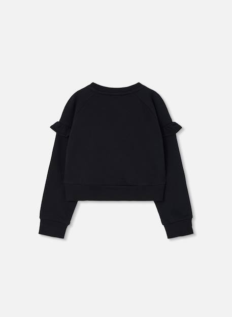 Sweat-shirt fille en molleton avec clous Noir 2 - vertbaudet enfant 