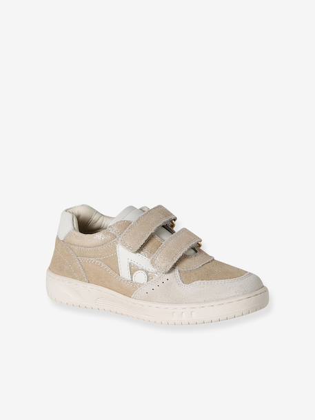 Baskets enfant fille cuir à scratchs beige+jaune d'or+marron+vieux rose 6 - vertbaudet enfant 