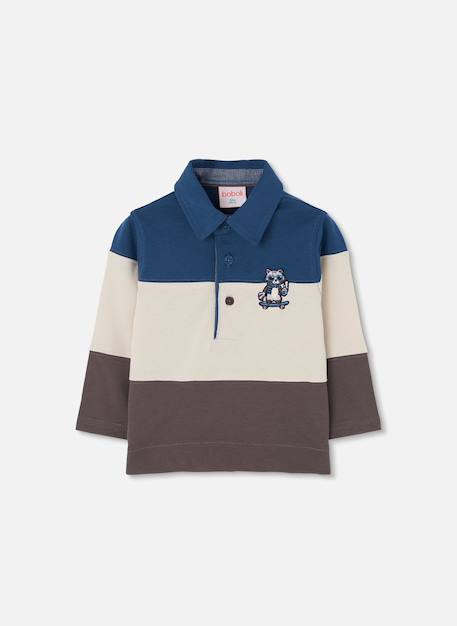 Polo garçon maille brodé raton laveur Bleu 2 - vertbaudet enfant 