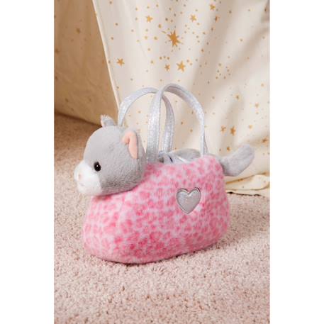 Peluche - peluche girly bag fashionista – chat gris et blanc avec sac et détails argentés – 18 cm Blanc 5 - vertbaudet enfant 