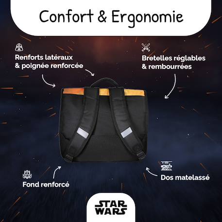Cartable scolaire 2 compartiments Star Wars The Mandalorian - 38 cm Jaune 4 - vertbaudet enfant 