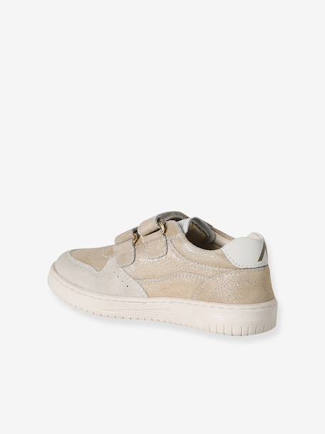 Baskets enfant fille cuir à scratchs beige+jaune d'or+marron+vieux rose 8 - vertbaudet enfant 