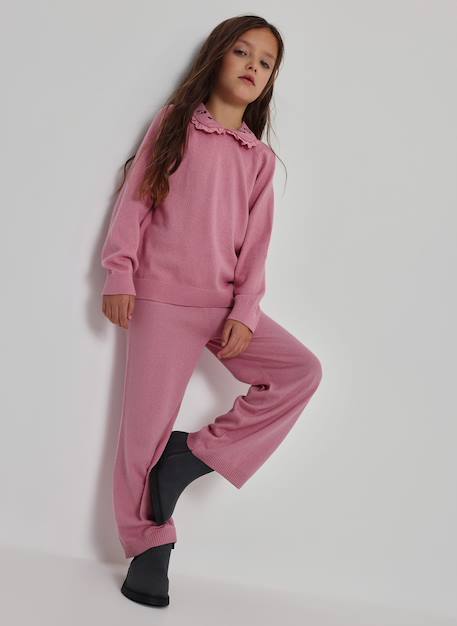 Pantalon fille avec cordon Rose 1 - vertbaudet enfant 