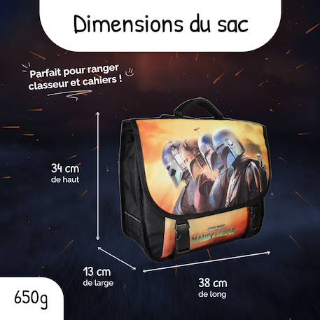 Cartable scolaire 2 compartiments Star Wars The Mandalorian - 38 cm Jaune 3 - vertbaudet enfant 