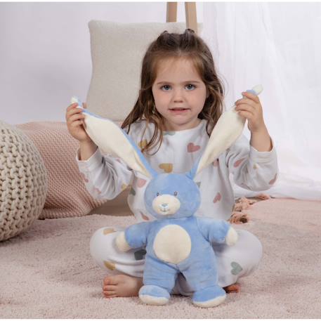 Doudou lapin doux avec longues oreilles - 28 cm Bleu+Marron+Rose+Vert 2 - vertbaudet enfant 
