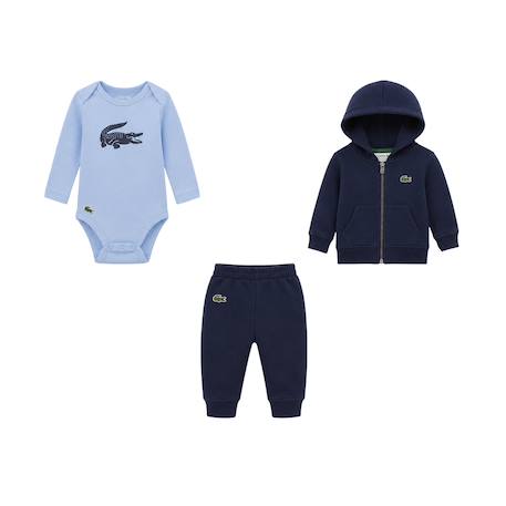 Ensemble de survêtement bébé en coton Bleu ciel+Bleu marine, bleu ciel+Rose clair+Viennois, blanc 5 - vertbaudet enfant 