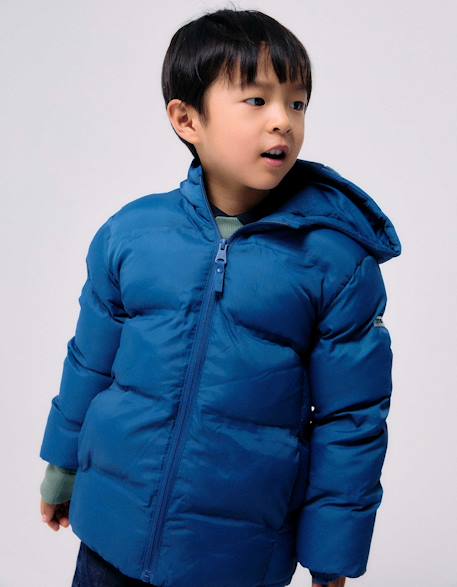 Doudoune thermique avec capuche et poches Bleu+Gris foncé 1 - vertbaudet enfant 