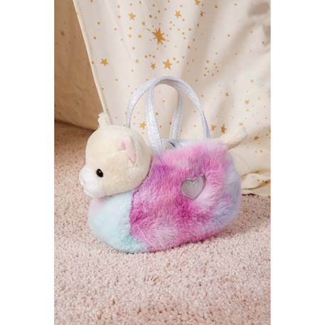Peluche - peluche girly bag fashionista – chat beige et blanc avec sac et détails argentés – 18 cm Blanc 5 - vertbaudet enfant 