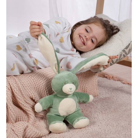Doudou lapin doux avec longues oreilles - 28 cm Bleu+Marron+Rose+Vert 13 - vertbaudet enfant 