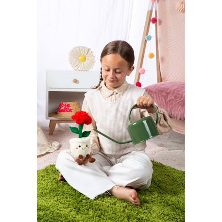 Peluche - peluche fleur rose rouge avec pot crème – mimi flowers – 24 cm Rouge 3 - vertbaudet enfant 