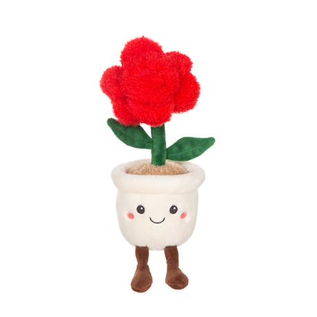 Peluche - peluche fleur rose rouge avec pot crème – mimi flowers – 24 cm Rouge 1 - vertbaudet enfant 