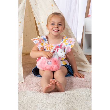 Peluche - peluche girly bag fashionista – licorne rose et blanche avec sac et détails argentés – 18 cm Blanc 4 - vertbaudet enfant 