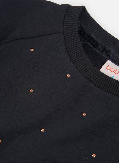 Sweat-shirt fille en molleton avec clous Noir 3 - vertbaudet enfant 