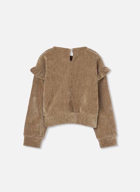 Sweat-shirt fille à volants sur les épaules Beige 3 - vertbaudet enfant 