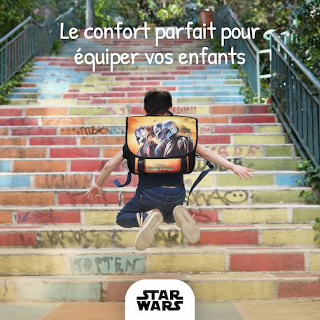 Cartable scolaire 2 compartiments Star Wars The Mandalorian - 38 cm Jaune 5 - vertbaudet enfant 