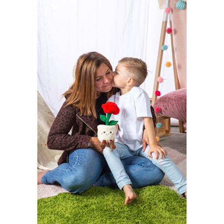 Peluche - peluche fleur rose rouge avec pot crème – mimi flowers – 24 cm Rouge 6 - vertbaudet enfant 
