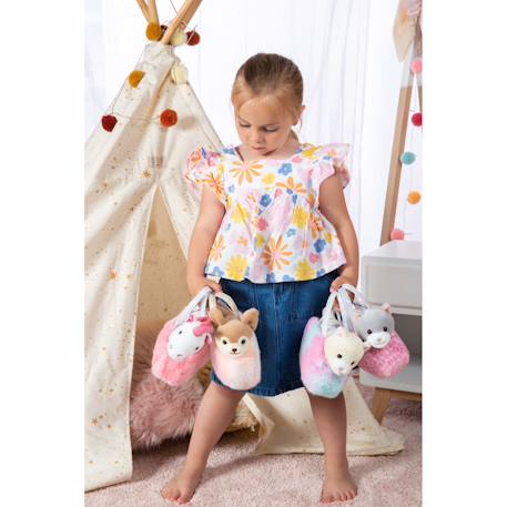 Peluche - peluche girly bag fashionista – licorne rose et blanche avec sac et détails argentés – 18 cm Blanc 6 - vertbaudet enfant 