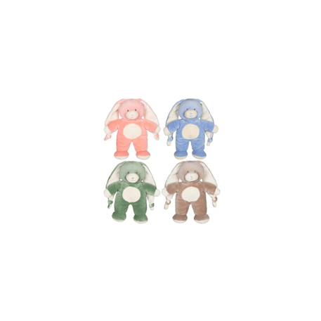 Doudou lapin doux avec longues oreilles - 28 cm Bleu+Marron+Rose+Vert 4 - vertbaudet enfant 