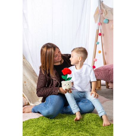 Peluche - peluche fleur rose rouge avec pot crème – mimi flowers – 24 cm Rouge 5 - vertbaudet enfant 