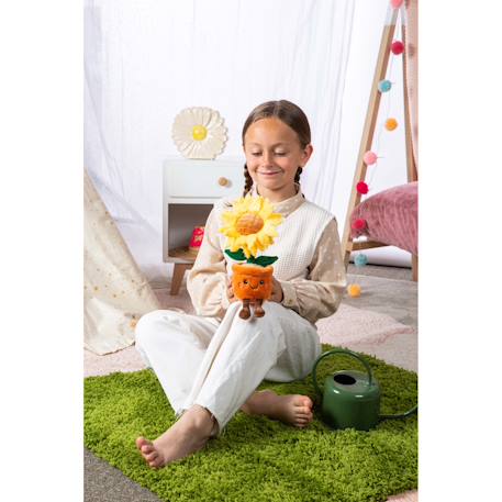 Peluche - peluche fleur tournesol avec pot orange – mimi flowers – 24 cm Orange 3 - vertbaudet enfant 