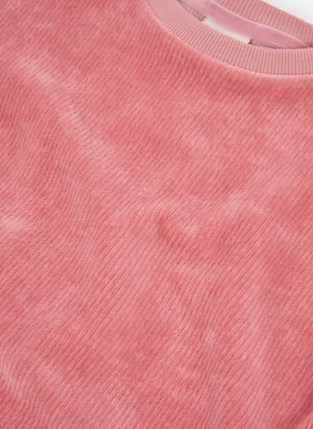 Sweat-shirt fille en velours côtelé avec boutons Rose 3 - vertbaudet enfant 