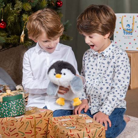 Peluche - peluche floppy choopy pingouin noir blanc et gris – 22 cm Blanc 4 - vertbaudet enfant 
