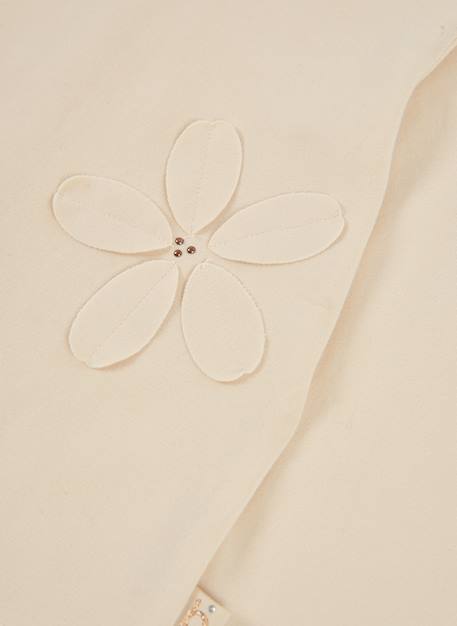 T-shirt fille en maille avec fleurs appliquées Beige 3 - vertbaudet enfant 