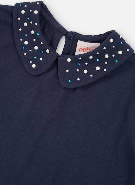 T-shirt fille en maille avec perles Bleu 3 - vertbaudet enfant 