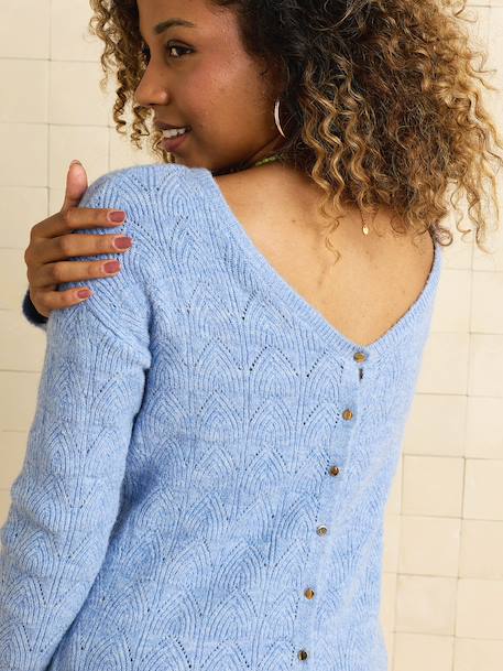 Pull réversible devant/dos grossesse et allaitement Bleu lavance+vieux rose 3 - vertbaudet enfant 