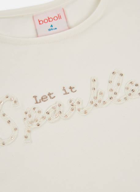 T-shirt fille en maille avec message Blanc 4 - vertbaudet enfant 