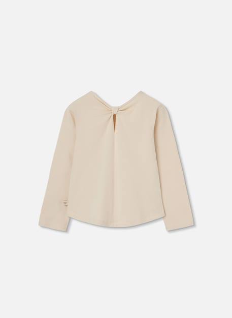 T-shirt fille en maille avec fleurs appliquées Beige 4 - vertbaudet enfant 