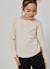 T-shirt fille en maille avec fleurs appliquées Beige 1 - vertbaudet enfant 